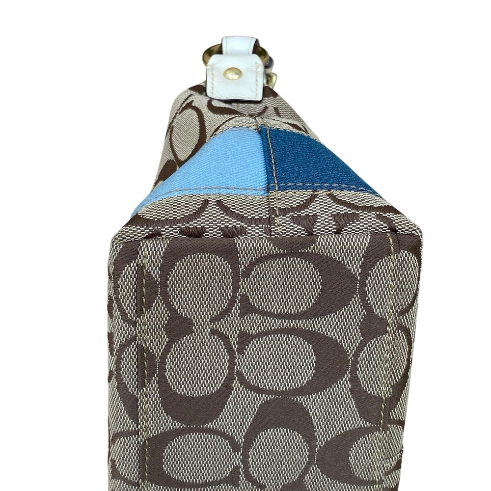 Coach Signature Multi-Color Stripe Shoulder Bag 40540 Top Handle‎ Pouch - Picture 7 of 16